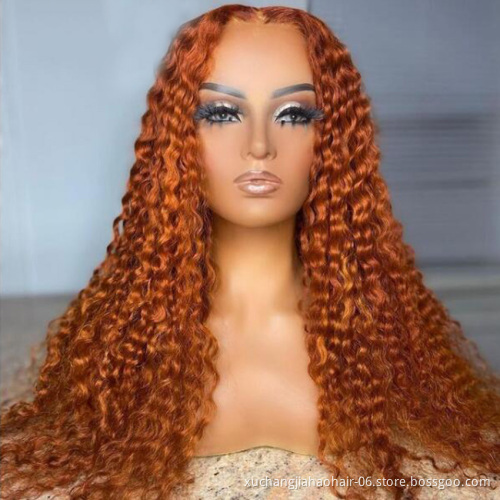 WR Ginger Red Blonde Orange Color Natural Brazilian Human Hair Lace Front Wigs Pre Plucked Virgin Ginger Wigs